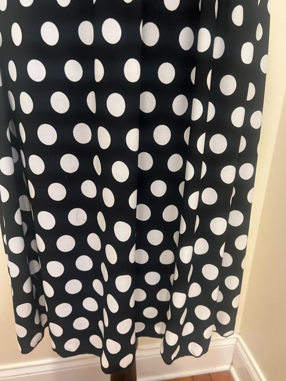 Black White Polka Dot Halter Dress Smocked Waist Fit Flare Pinup Small - Picture 3 of 9
